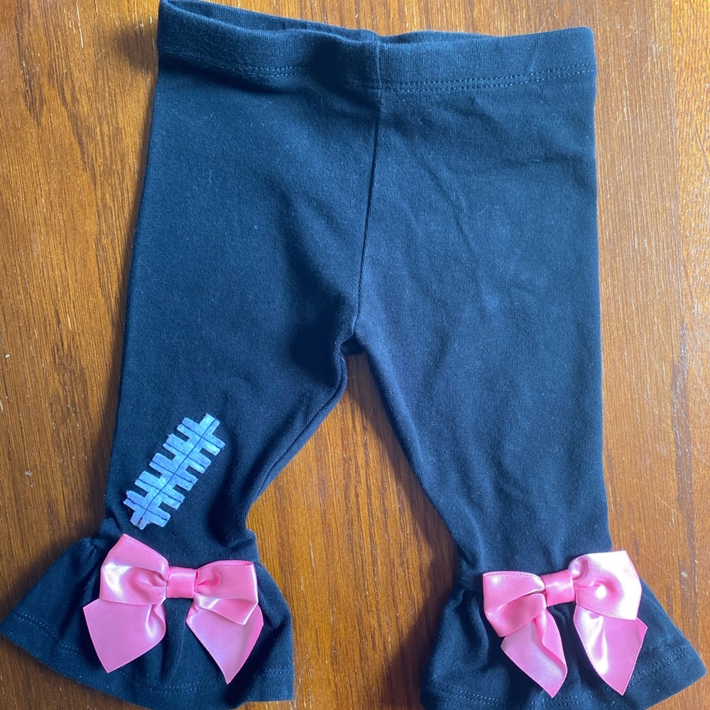 Bonnie Baby Pink Bowtie Leggings - 3 to 6 months